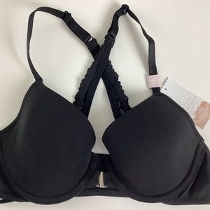 Cacique Lightly Lined Front Close Wire Cotton T-Shirt Bra Lace Back Size 32C NWT